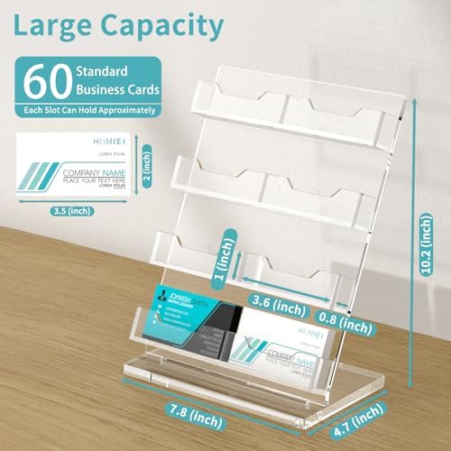 HIIMIEI Business Card Holder Desk, Acrylic Business Card Display, 4 Tier Clear Business Card Stand for Office, Exhibition, Meeting, Home, 480 Card Capacity - Image 5