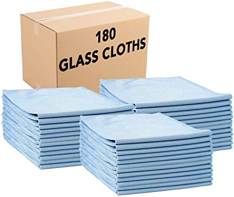 Arkwright Microfiber Glass Cleaning Cloths - Case of 180 - Lint Free, Streak Free, Shiny Finish, Ideal for Cleaning Mirrors, Glass, Screens, 16 x 16 in, Blue by Arkwright