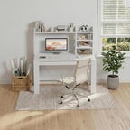 WINAZ 43" White Student Desk with Hutch and Built-in Power Outlet - Image 2