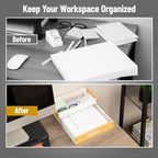 Mind Reader Metal and Wood Tiered Desktop Organizer Trays with Cutout Handles, Stackable Office Storage, Office, Entryway, Coffee Station and Home Organization, Metal and Wood, Set of 2, White - Image 5