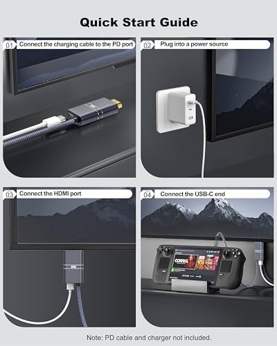 USB C to HDMI Cable with 240W PD Fast Charging, 8K@60HZ,4K@120Hz,Thunderbolt 5/4/3 Compatible,Upgraded Braided 2-in-1 Type C to HDMI for MacBook, iPhone17/16/15,iPad,HDTV(6.6FT,Grey) - Image 6