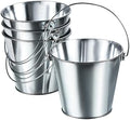 PATIKIL 4.7 Inch Colored Metal Buckets, 4 Pack Pencil Holder Buckets Round Metal Planter Pails Container with Handles for Classroom Crafts, Bright Silver by PATIKIL