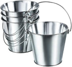 PATIKIL 4.7 Inch Colored Metal Buckets, 4 Pack Pencil Holder Buckets Round Metal Planter Pails Container with Handles for Classroom Crafts, Bright Silver by PATIKIL