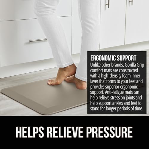 GORILLA GRIP Cushioned Antifatigue Kitchen Mat for Floor, 48x20, Taupe - Image 3