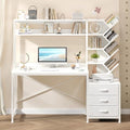 YOMILUVE 52" Computer Desk with Bookshelf, 3 Drawers ＆ Hutch for Bedroom by YomiluveDesign