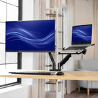 VIVO Universal Adjustable Monitor and Laptop Desk Mount, 17 to 32 inch Monitors, 10 to 15.6 inch Laptops, Dual Mechanical Arm VESA Notebook Stand with C-clamp and Grommet Options, Black, STAND-V002O-L - Image 2