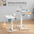 28" Mobile Standing Desk with Drawer, Portable Laptop Desk - Image 5