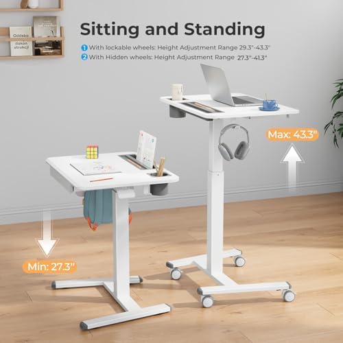 28" Mobile Standing Desk with Drawer, Portable Laptop Desk (Pack of 2) - Image 5