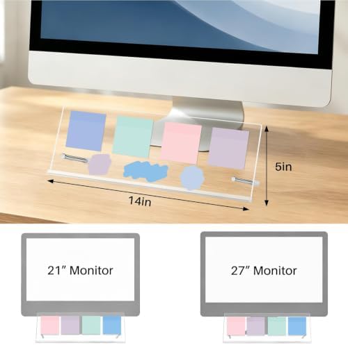 Monitor Memo Board Holder 14"x5", 2pcs Office Organization Memo Holders for Computer Sticky Note Holder, Space-Saving Under Monitor, Movable & Reusable, Screen Saver for Office & Home Desktop Decor - Image 5