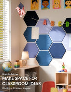 Fluxynara 8-Pack Hexagon Felt Bulletin Board Tiles, Denim Mist-1 - Image 5