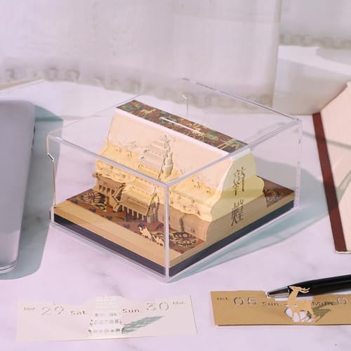 3D Memo Pad, 3D Calendar 2027, Time Piece Calendar, Tear-Off Calendars 2027, 3D Paper Carving Art Memo Pad, Art Carving Sticky Notes for Office Home Gifts Ornaments (Dunhuang) - Image 3