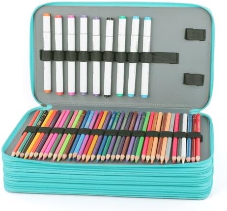 Vomgomfom PU Leather Pencil Case, Holds 100 Markers/300 Pens,Solid Green - Image 4