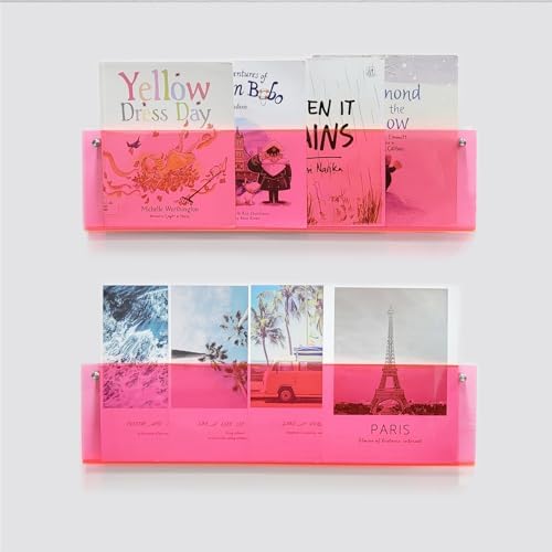 ROYALITA 2-Pack Acrylic Magazine Holder Brochure Holder, Pink 17 Inch - Image 2