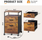 DEVAISE 2 Drawer File Cabinet with Lock, Wood Printer Stand, Rustic Brown - Image 3