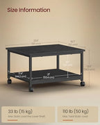 VASAGLE 2-Tier Printer Stand with Locking Wheels, Under Desk Printer Table - Image 3