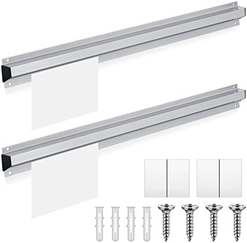 Henoyso 2 Pcs Restaurant Ticket Holder 16/18/24/28/30/32/40/44" Slide Check Rack Receipt Holder Aluminum Silver Order Ticket Rack for Commercial Kitchen Office Cafes Pubs Bar(24 Inch,No Slot) by Henoyso
