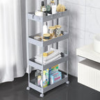 SPACELEAD 4 Tier Rolling Cart with Wheels, Storage Craft Art Trolley Organizer Serving, 3 Hanging Baskets Easy Assembly, for Office, Living Room, Kitchen by Home