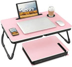 BUYIFY 23.4" Foldable Lap Desk Bed Table with Cup Holder Portable Tray by BUYIFY