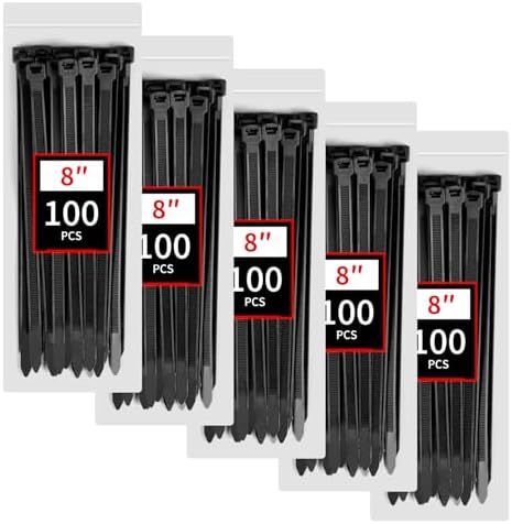 BethTie 8 Inch Black Zip Ties Heavy Duty 500 Pcs, 120 LBS Cable Ties by Youroutdoorcompanion