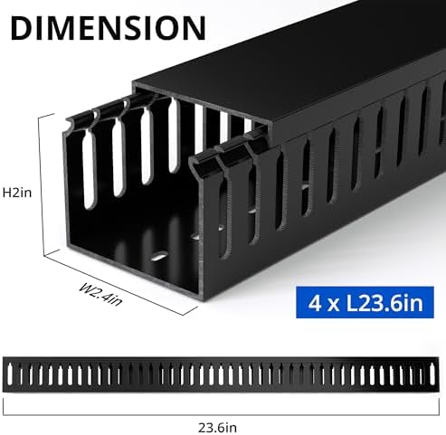 ZhiYo 2"H x 2.4"W Cable Management Raceway, 95in Under Desk Channel, Black - Image 2