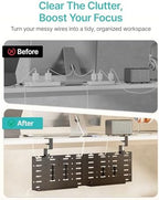 PEGZONE Under Desk Cable Management Tray, 30.2" No-Drill C-Clamp Pegboard - Image 4