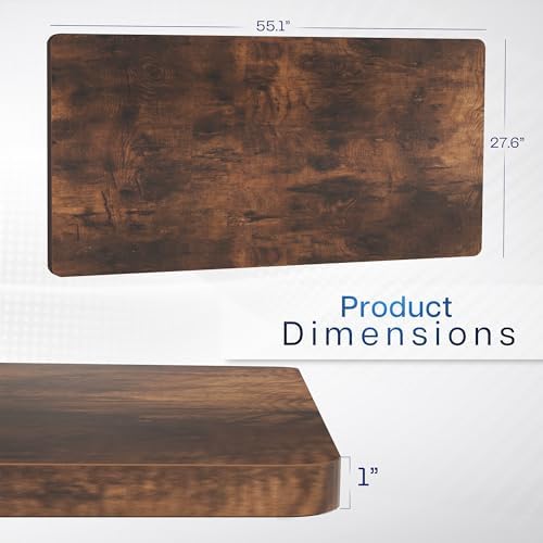 VIVO Rustic Vintage Brown 55 x 28 in Solid Table Top, DESK-TOP55-28N - Image 3