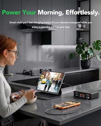 8-in-1 Retractable Charging Station for Multiple Devices, USB-C GaN Hub - Image 2