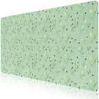 Watercolor Green Leaves Office Desk Mat 31.5" x 15.7" Desktop Mat PU Leather Large Mouse Pad White Mousepad Non-Slip Table Mat for Girls, Women, Home, Work, Computer, and Gaming by Unknown