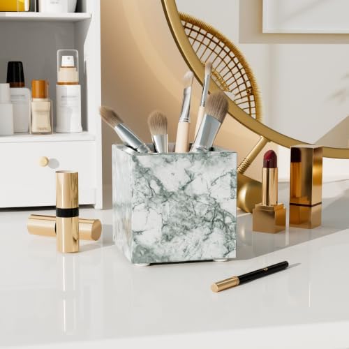 Rectangular Toothbrush Holder,Pencil Cup,3.9x3.9x3.9in,Cyan Green - Image 2