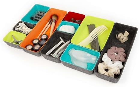 Three by Three Seattle Recycled Felt Storage Bins, Set of 10 (Multicolor) - Image 6