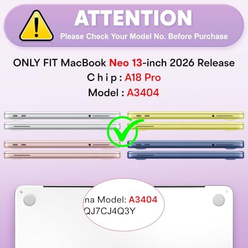May Chen Compatible with MacBook Neo 13 inch Case 2026 Model A3404, Plastic Hard Shell,Keyboard Cover,Screen Protector,Dust Plug, for MacBook Neo 13" with A18 Pro Chip, Purple Strips - Image 2