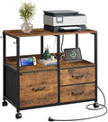DEVAISE 3 Drawer Mobile File Cabinet, Fabric Filing Cabinet, Rustic Brown by DEVAISE