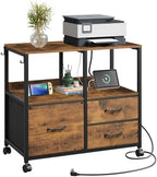 DEVAISE 3 Drawer Mobile File Cabinet, Fabric Filing Cabinet, Rustic Brown by DEVAISE