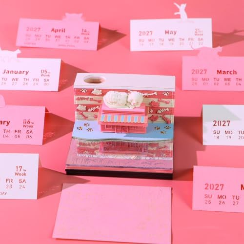 2027 3D Paper Carving Desk Calendar With LED Light - Image 6