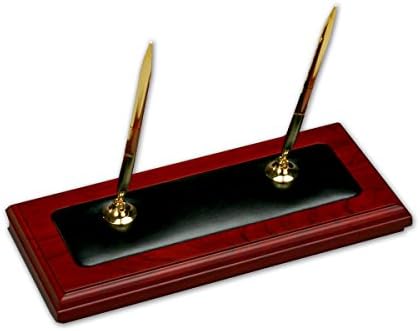 Dacasso Rosewood and Leather Desk Set, 10-Piece - Image 6
