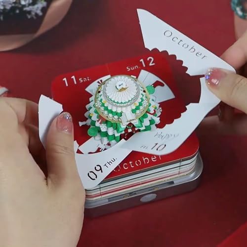 Time Piece Calendar 2027 3D Art Christmas Tree Calendar with LED, Tear-Away Desk Calendar for Record, Planner & Habit Tracker, DIY Paper Carving Gift for Christmas Housewarming Desktop Decoration - Image 2