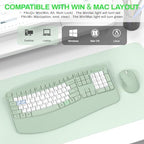 Wireless Keyboard and Mouse Combo,2.4G Ergonomic Wave Keys(Avocado Green-B) - Image 2