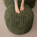HIGOGOGO Round Stuffed Pouf Ottoman, Stripe Faux Fur Poufs with Foam Chunk Filling, Furry and Fluffy Pouf Foot Stool Storage Ottoman, 26 X 18 Floor Poufs Foot Rest for Living Room, Green by HIGOGOGO