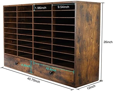 PAG-Mass Mail Sorter Organizer, Wood Literature Organizer, Student Mailbox for Classroom, Desktop Bill Paper Organizer for Office Home School, 38 Compartments, Antique Brown - Image 4