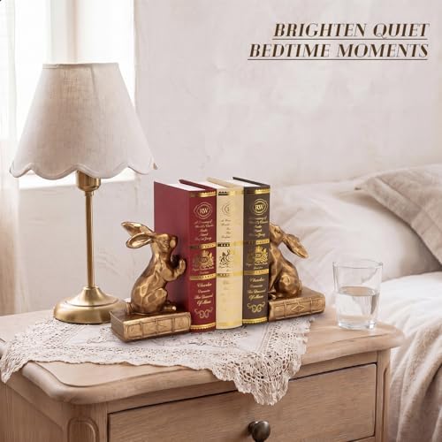 Tatuo 2 Pcs Rabbit Bookends for Shelves, Vintage Book Ends for Heavy Books - Image 6