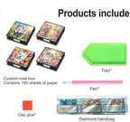 4PCS Diamond Art Painting PU Notecard Box DIY Craft Sticky Note Box with 160 Sheets of Paper Sticky Note Holder for Living Room Home Office Decoration for Adults Beginners Desk Organiser(Cat) - Image 2