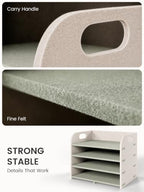 Fluxynara 4-Tier Felt File Organizer with Carry Handles, Sage Mist - Image 3