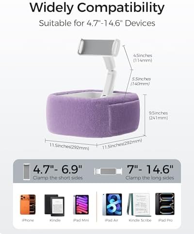 LULULOOK Tablet Pillow Stand for Kindle/iPad, Kindle Holder for Bed, Purple - Image 7