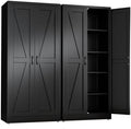 Black Metal Storage Cabinet, 71" Kitchen Pantry Cabinets for Office by RISTERN
