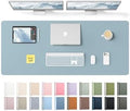 YSAGi Leather Desk Pad Protector, Office Desk Mat, Large Mouse Pad, Non-Slip PU Leather Desk Blotter, Laptop Desk Pad, Waterproof Desk Writing Pad for Office and Home (Ice Blue,55" x 17.2") by YSAGi
