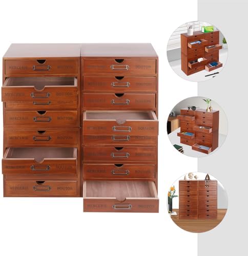 Wood Desk Organizer with 4 Drawers, 4 PCS, Desktop Storage, 4-Tier Solid Wood Cabinet Holds Letter, Paper, Mail, Makeup, Crafts, Home Office Supplies, Fully Assembled - Image 7