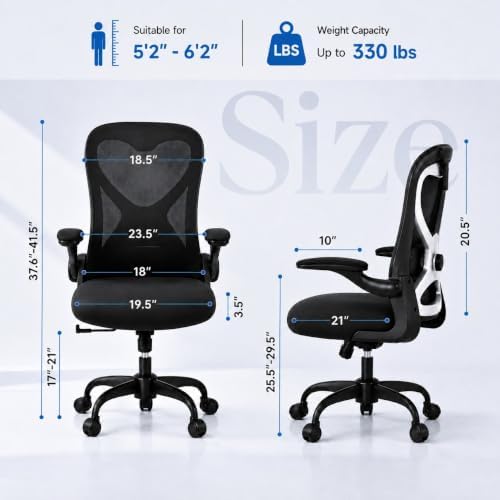 Ergonomic Home Office Chair, 4-Way Lumbar, Thick Cushion, 330LBS - Image 2