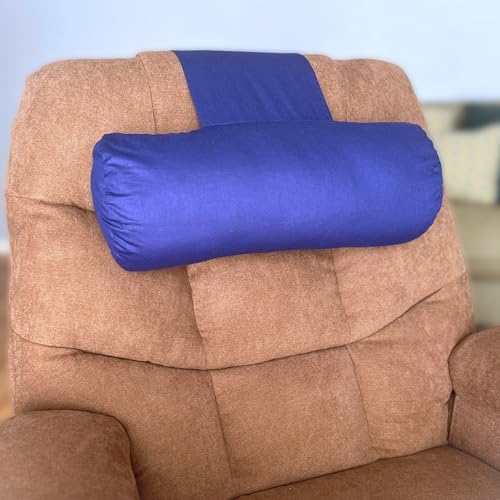 Recliner Pillow for Lumbar, Neck, and Cervical Support, Sleep, Couch, Office Chair, Headrest, Weighted, No Velcro Required, (Navy Blue) by EOTWellness