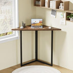 VECELO Corner Desk,Office Tables for Living Room for Small Space Triangle Computer Desk with Steel Frame Corner Shelves with Metal Frame Writing Desk for Workstation Classic Brown 31.1" - Image 3