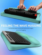 Ergonomic Wave Wrist Rest with Keyboard Stand, Cushioned Palm Rest, Comfortable Integrated Memory Foam for Natural Typing and Relieve Wrist Pain, Baby Blue - Image 4